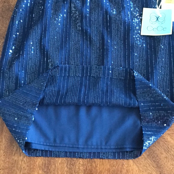 CeCe Bohemian Luxe navy blue sequin mini skirt - Picture 7 of 11